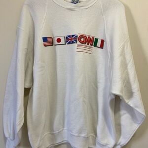 Rare Vintage 80’s White CNN Sweatshirt Gear For Sports Tag